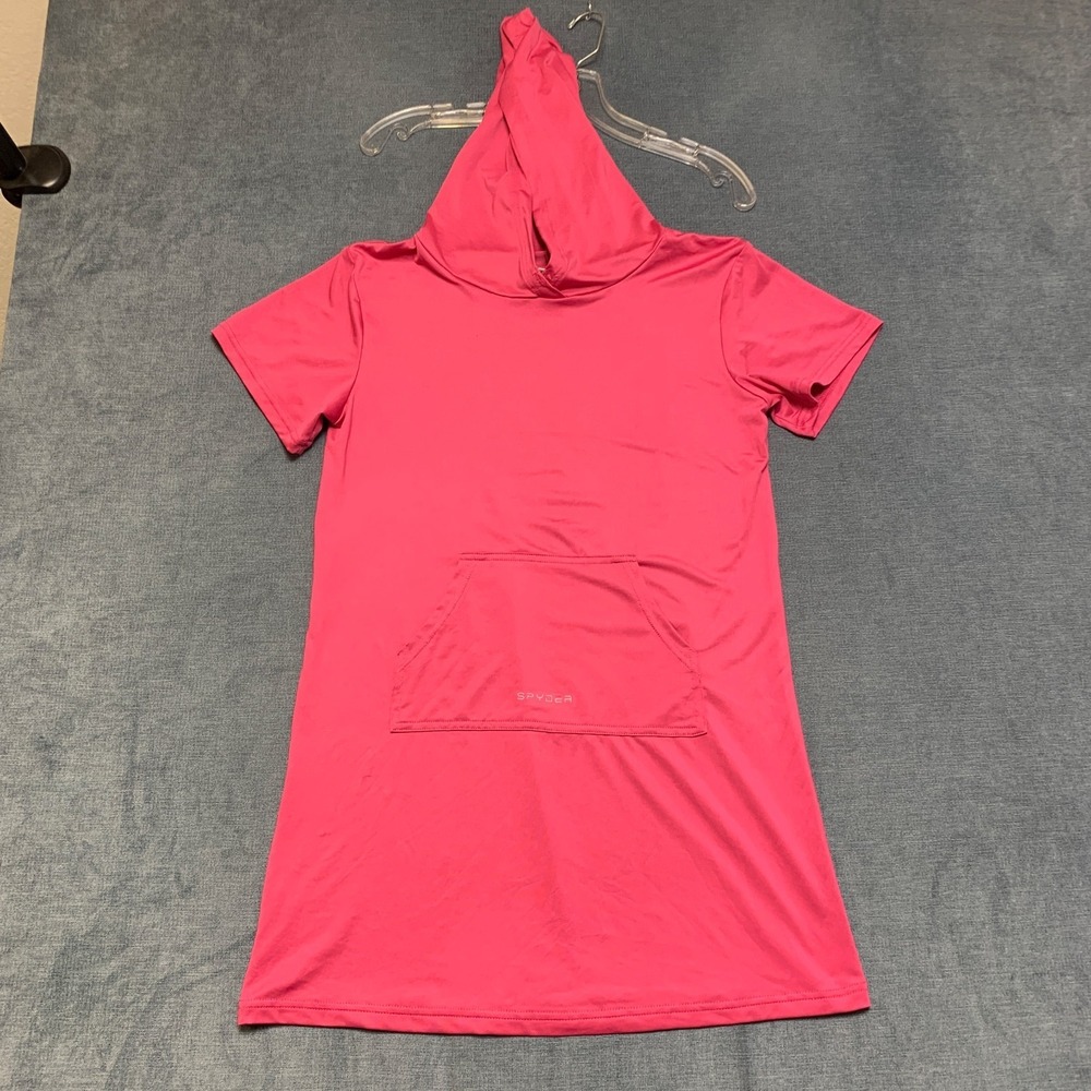 Spyder Swimsuit Cover Up Girls XL Pink Stretch Hood Short Sleeve Beach Swimwear